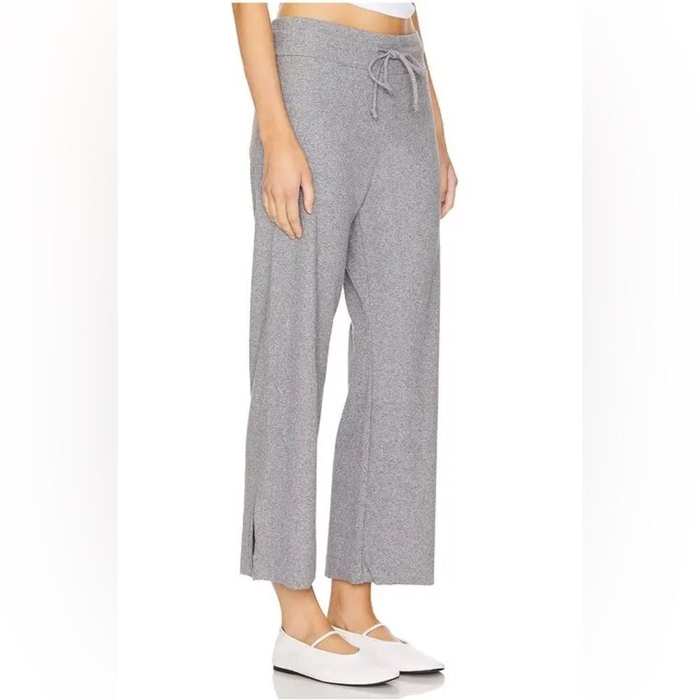 LNA Revolve Cotton Rib Gray Wide Leg Slit Hem Loungewear Pants Womens Size Small
